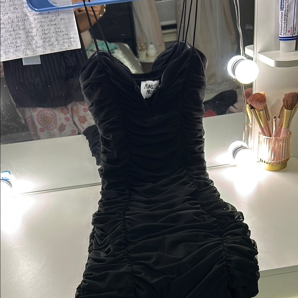 Elegant Black Ruched Dress